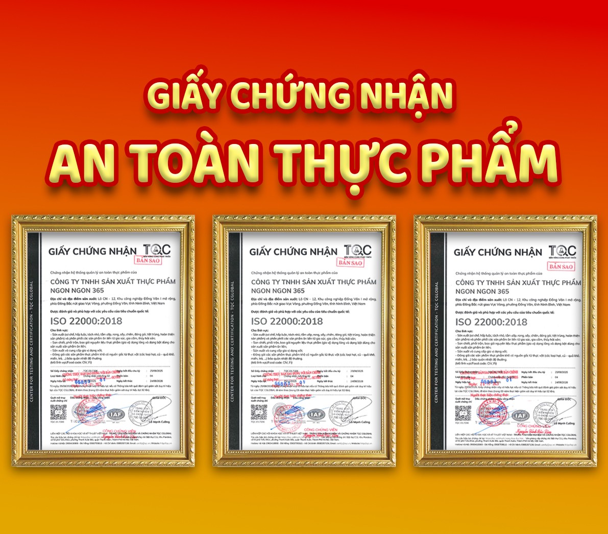 Ảnh 9 – Chứng nhận an toàn thực phẩm