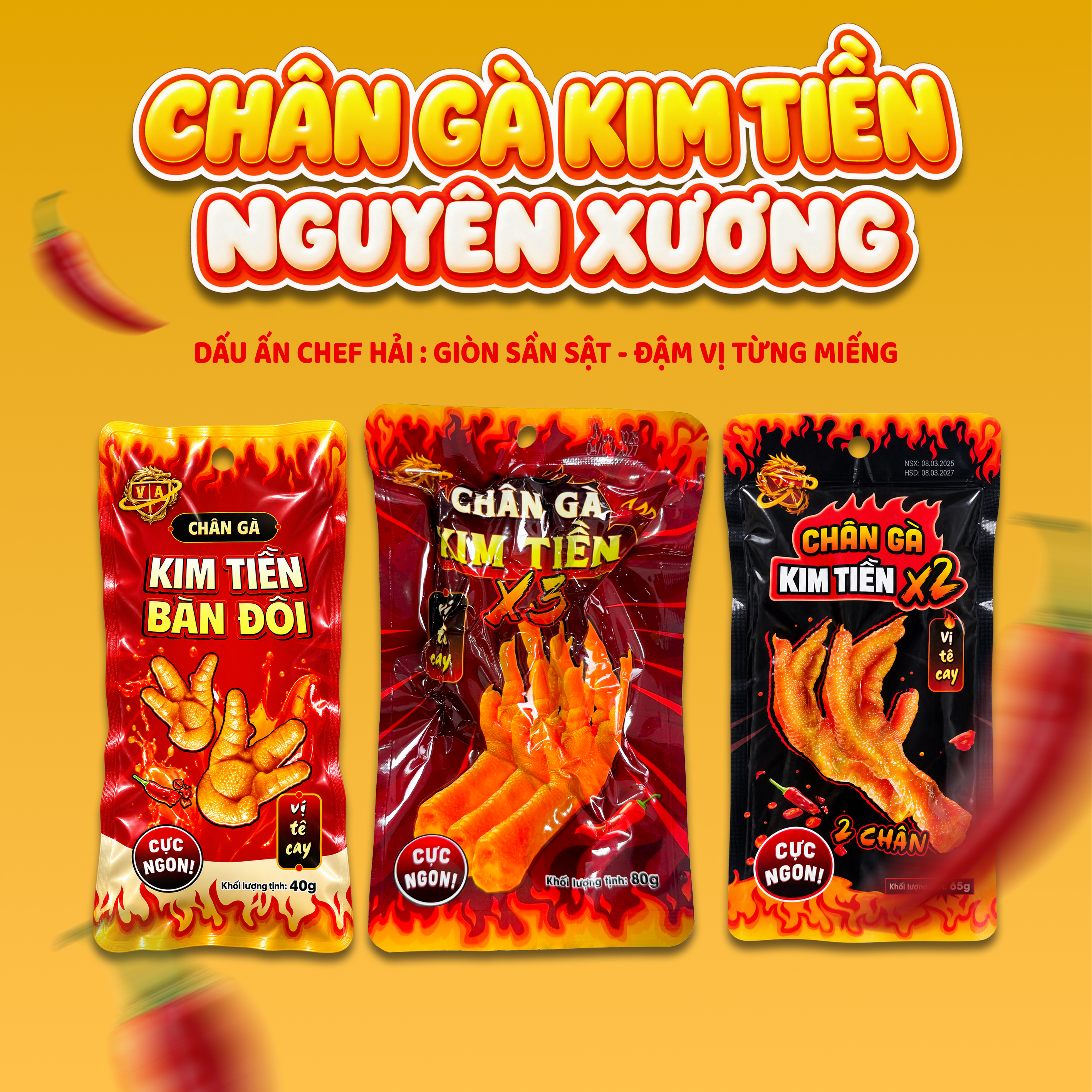 3 dòng chân gà Kim Tiền có xương